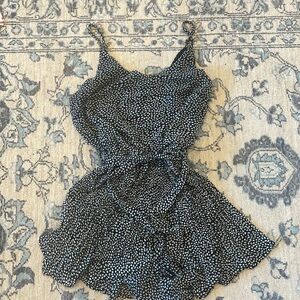 Black and White Patterned chiffon romper with pleated shorts